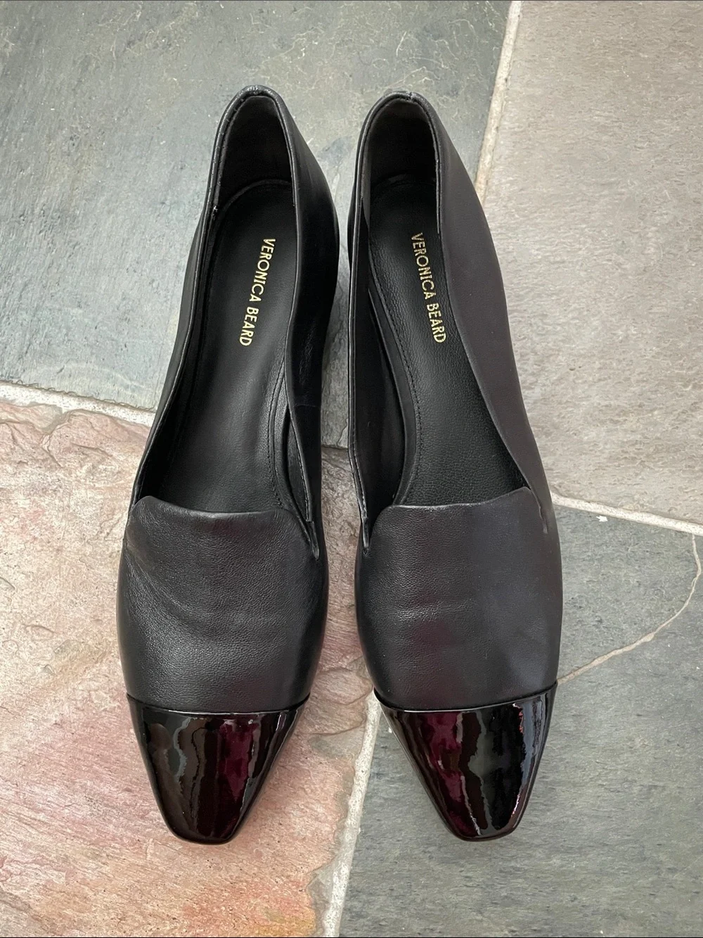 New Veronica Beard Cecile Cap Toe Loafer Black Leather Sz 9.5